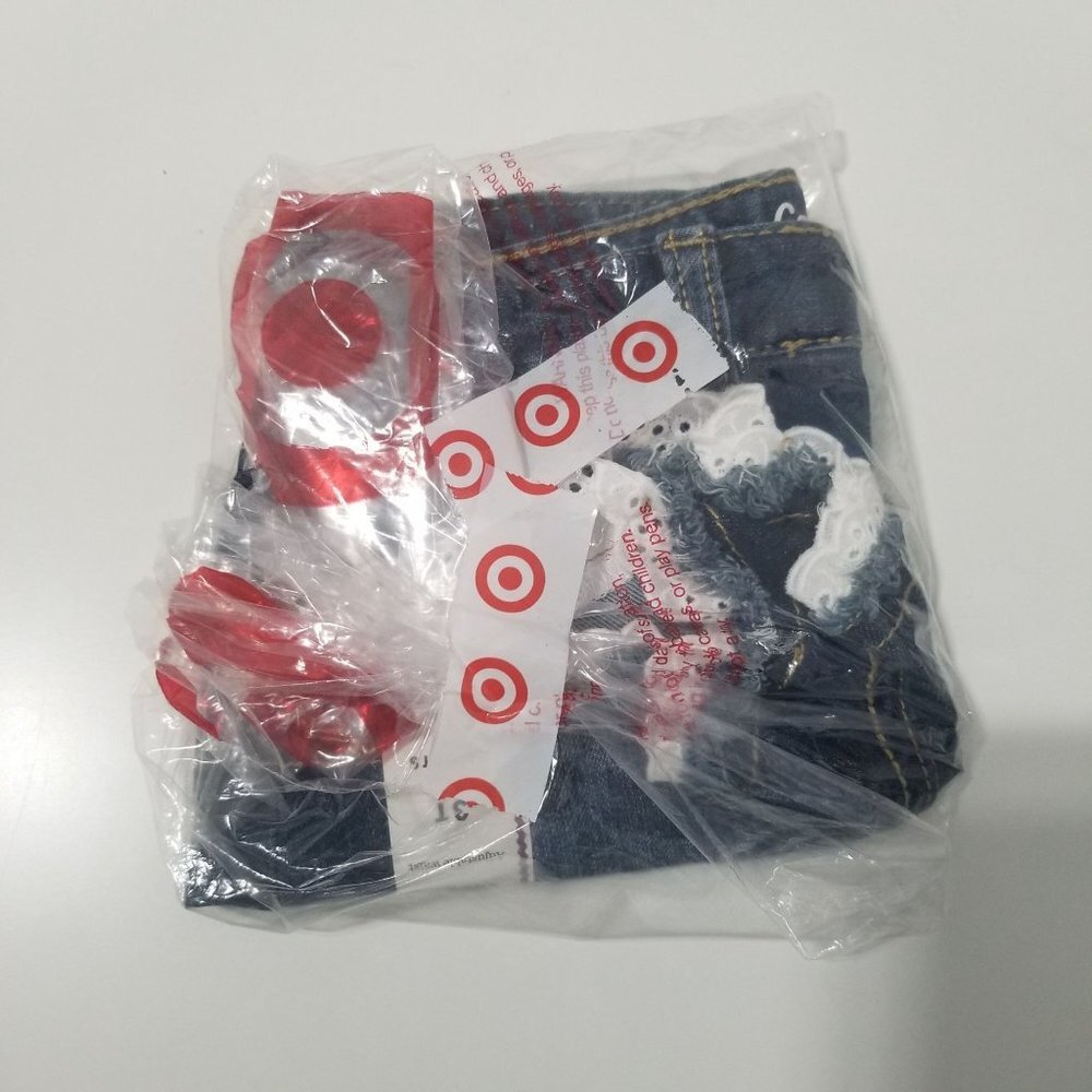 NWT Cat & Jack Toddler Girls' Lace Hem Jean Shorts Cat & Jack Color Dark Wash Si - Picture 6 of 6